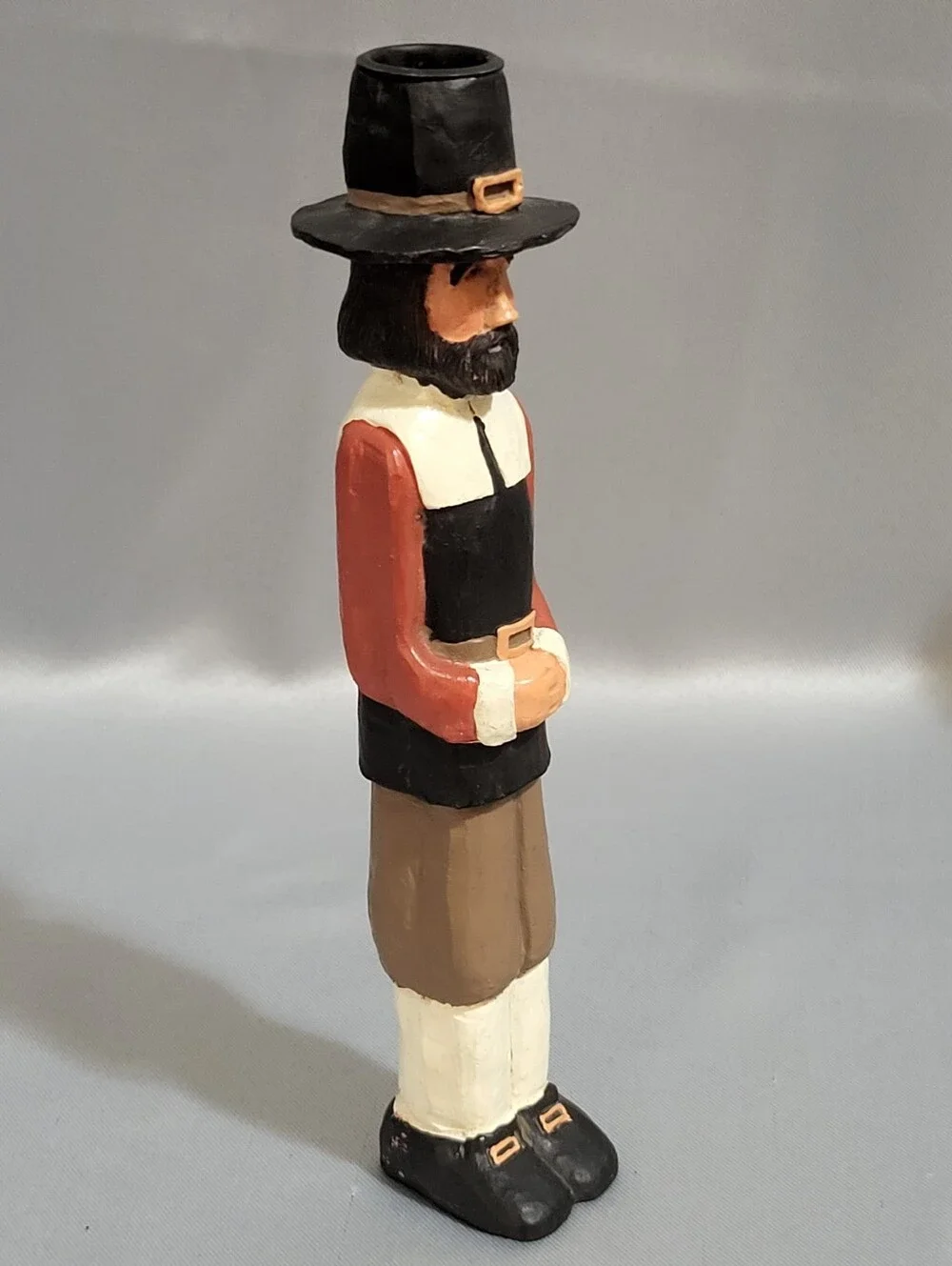 Kurt Adler Thanksgiving Pilgrim Man Woman Pair Candle Holders Primitive Folk Art